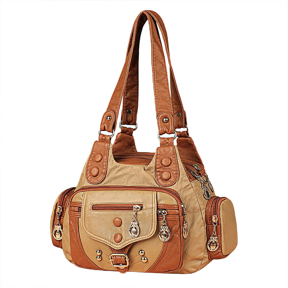 Stylish Roomy Hobo Shoulder Bag in Washed Leather for Women