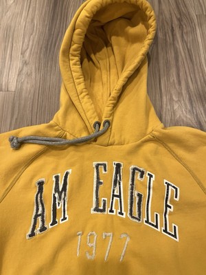 American Eagle Yellow Hoodie Sweatshirt “1977” Size Medium Super 