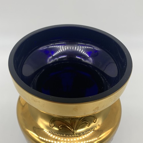 Vaso floreale in vetro blu cobalto oro boemo ceco Egermann oro alto smalto 10"H - Foto 17 di 24