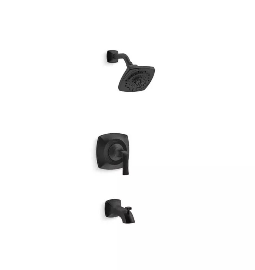 KOHLER Rubicon 1-Handle 3-Spray Tub and Shower Faucet R76217-4G-BL Matte Black