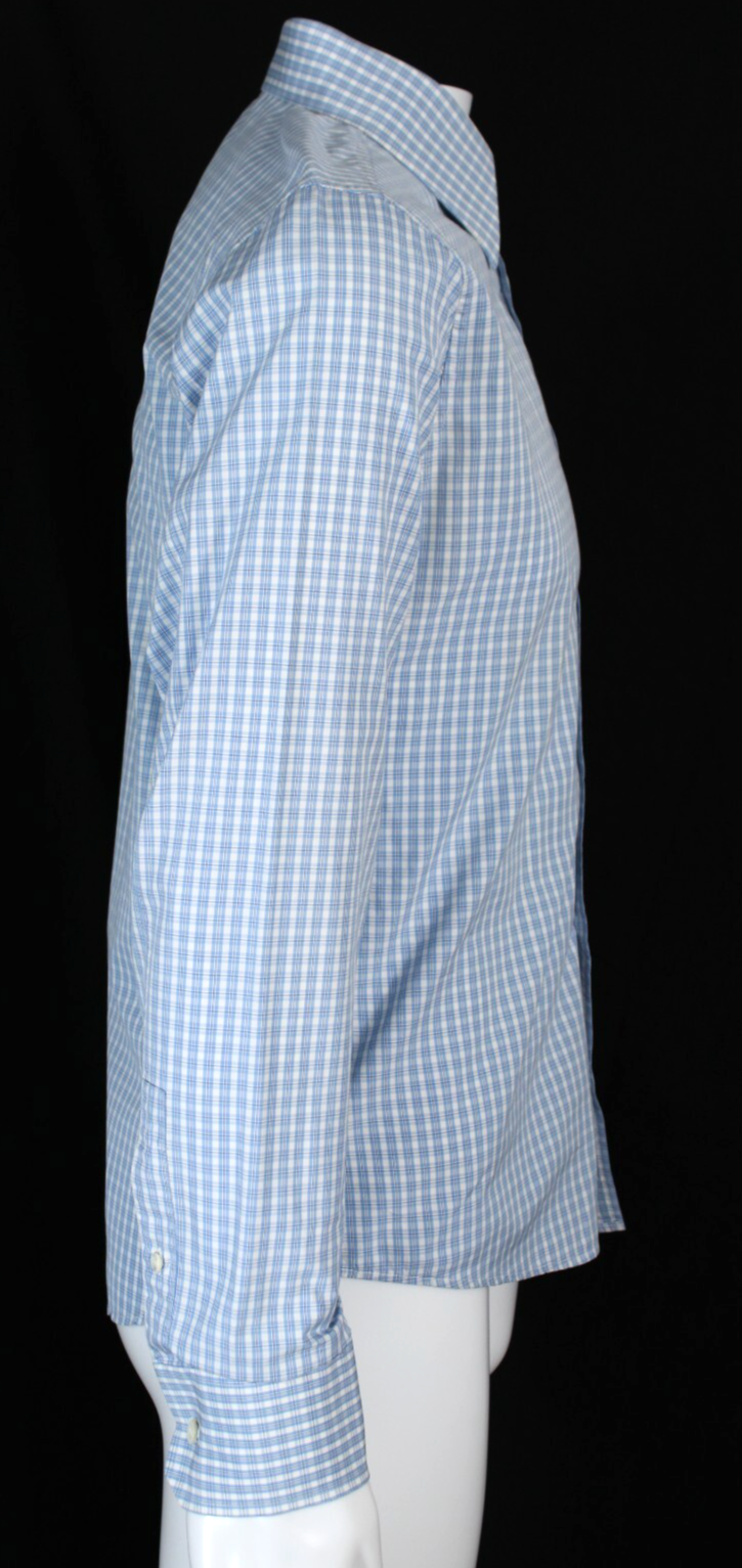 Camicia elegante uomo YVES SAINT LAURENT blu e bianca a quadri cotone popeline 39 15