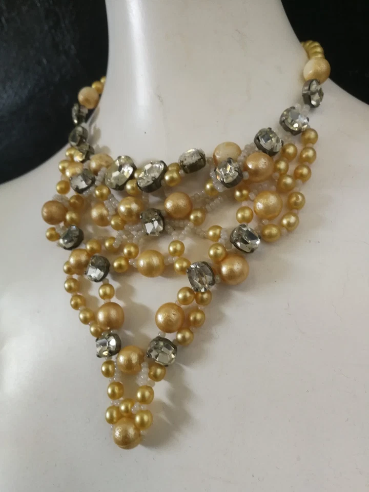 Gargantilla Collar Strass Cuentas Perla Collar En Capas Mujer Joyería Dije Foto 4 de 4