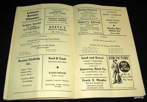 RENTON LIONS CLUB 1944 4th ANNUAL RODEO PROGRAM WASHINGTON STATE - Picture 3 of 3