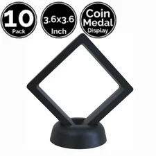 10 Pack 3.6" x 3.6" IN 3D Floating Display Stand Holder Frame 4 Coin Collection