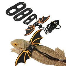 Adjustable Leather Harness with Wings for Bearded Dragons 3 Sizes Black