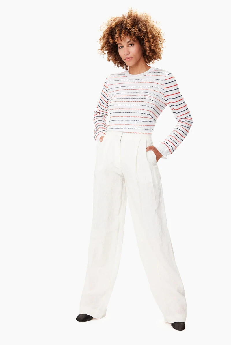 Sonia Rykiel L141901 Women's Off White Washed Linen Pants Sonia Rykiel L141901 Women's Off White Washed Linen Pants
