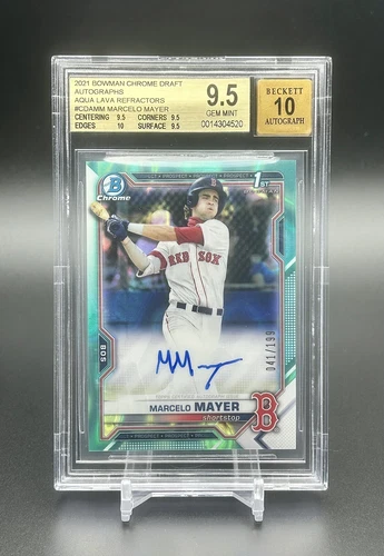 2021 Bowman Chrome 1st Marcelo Mayer Aqua Lava Refractor Auto /199 BGS 9.5+ Auto