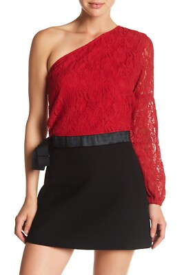 Walter Baker W118 TILDA Red Lace Blouse One Shoulder Top Size Medium