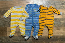 Set of 3 Footed One-Piece Sleepers Gerber and Carter's Sizes 3-9 months