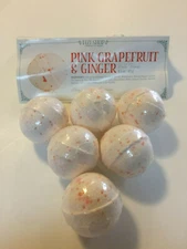 Perfectly Posh - 6 pc Fizi Bath Bomb Set - Pink Grapefruit & GInger 1.5 Oz ea 