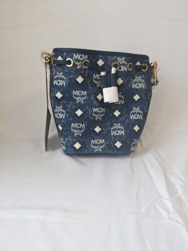 MCM Mini Dessau Kordelzug in Vintage Denim Jacquard in blau - Bild 2 von 2