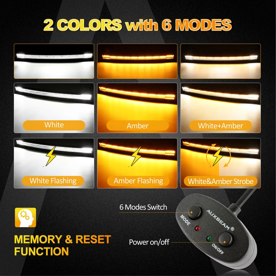 AUXBEAM 42" Curved LED Light Bar + Pods White Flash Amber Strobe for Dodge Ram Foto 4 de 4