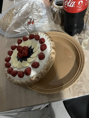 Dôme à Tarte En Céramique Vintage, Motif Fraise - Couvre-plat Décoratif