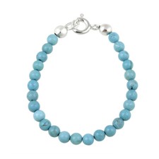 925 Silver Magnesite Turquoise Beads Baby Bracelet, 4 Inches