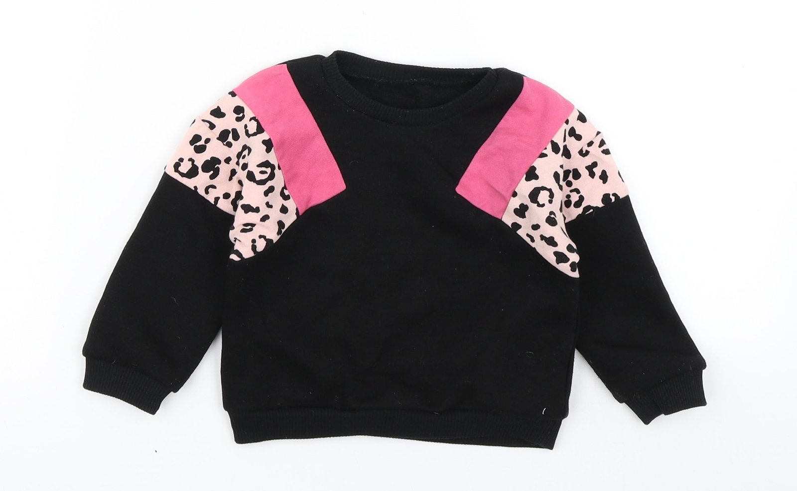 Matalan Girls Black Colourblock Polyester Blend T-Shirt Size 9-12 Months