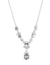 Givenchy Silver-Tone Crystal Lariat Necklace, 16