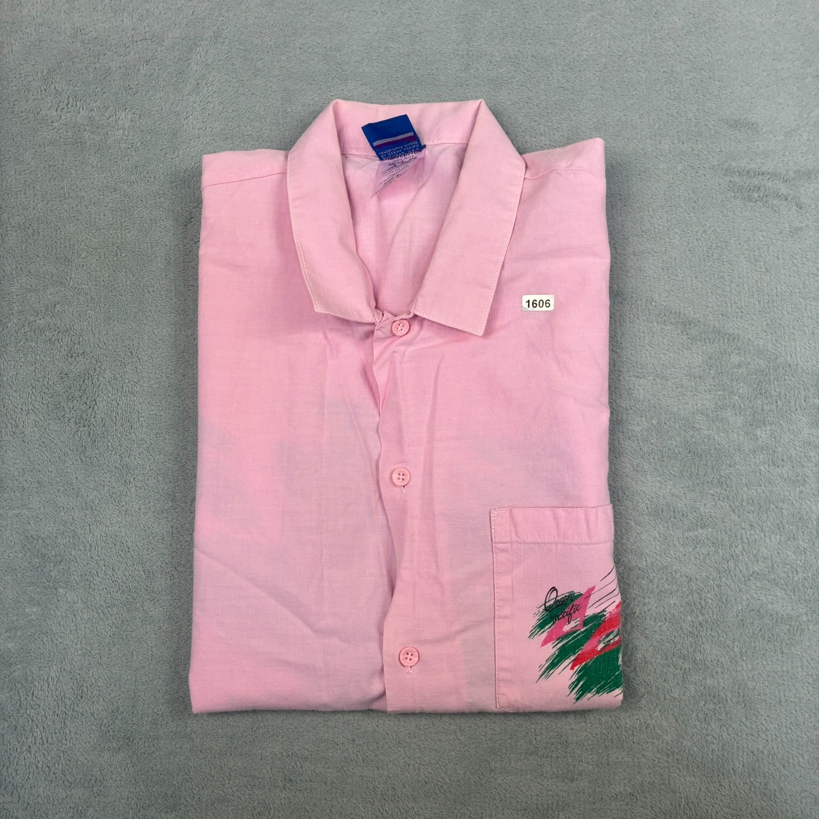 VTG Ocean Pacific 1990's OP Pink Surf Graphic Size Small S/S Button Up Shirt image 8