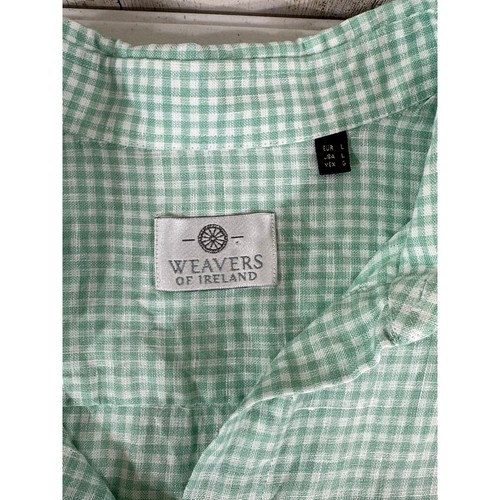 Camicia uomo Weavers of Ireland Baird McNutt taglia large lino verde menta Gingham - Foto 3 di 9
