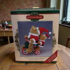 Mr Christmas Cycling Bears Collectible Animated Musical Plush Plays 12 Carols