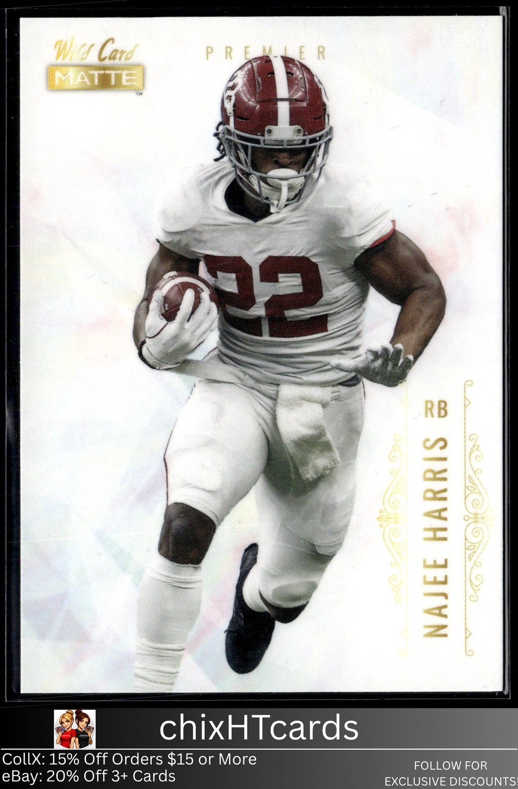 Najee Harris 2021 Wild Card Matte White #MBC-9 Alabama Crimson Tide