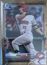 Topps 2021 Bowman Chrome Prospects Jonathan India Reds #BCP-46 Gold Mojo /50