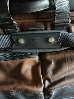 TUMI esora11 TUMI Alpha Bravo Leather Expandable Organizer Briefcase Brown