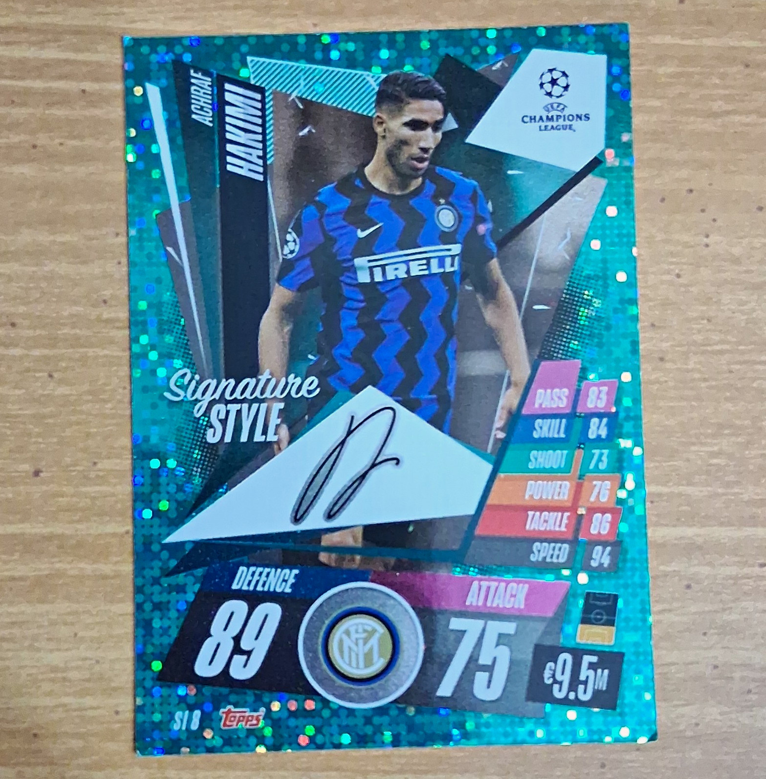 Topps Achraf Hakimi 2020-21 Match Attax UCL Extra Signature Style #SI 8 Inter