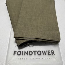 Foindtower Set of 2 Decorative Linen Pillow Covers 20X20 Olive Green BOHO
