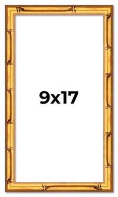 9x17 Frame Gold Bamboo Picture Frame  Modern Photo Frame UV Acrylic, Acid Free