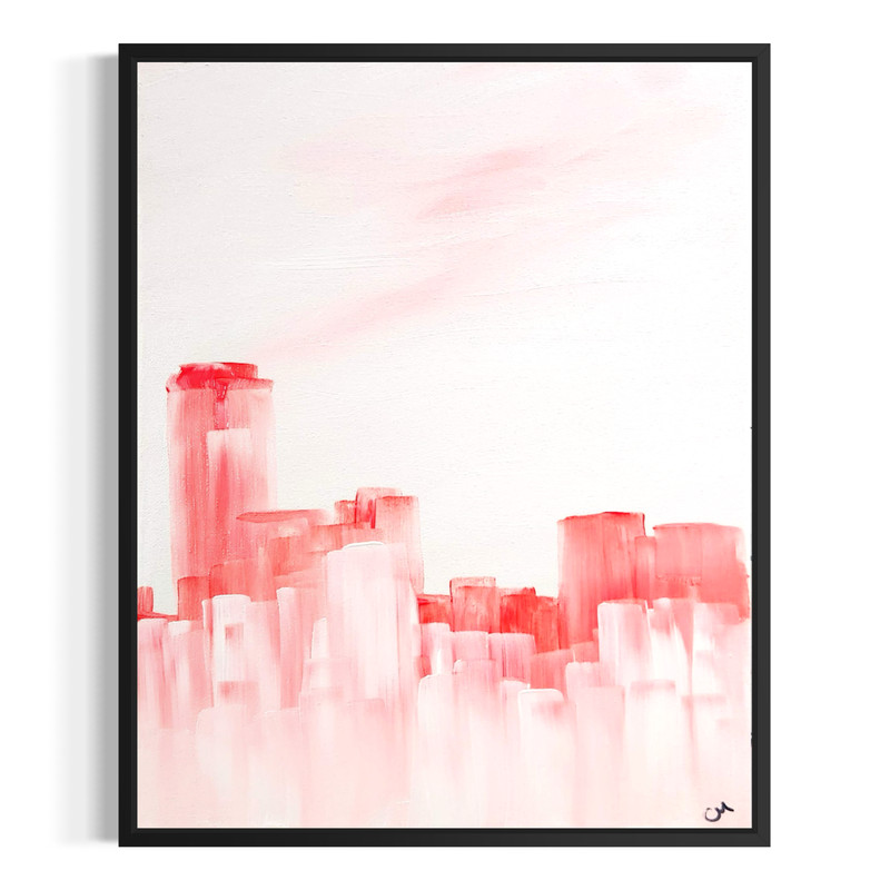 Original Abstract 11x14 Cityscape Minimalist Painting Acrylic Canvas Wall Art
