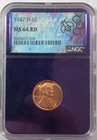1947-D Lincoln Wheat Cent NGC MS64 RD Purple Core Special Label