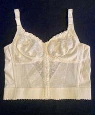 Vintage Carnival Women's Sheer White Lace Corset Bustier Size 40B 1960s ILGWU