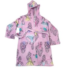 Disney Princess Girls Pink Fleece Hooded Robe Bathrobe Size M 8 
