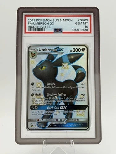 2019 POKEMON SUN & MOON HIDDEN FATES #SV69 FULL ART/UMBREON GX PSA 10