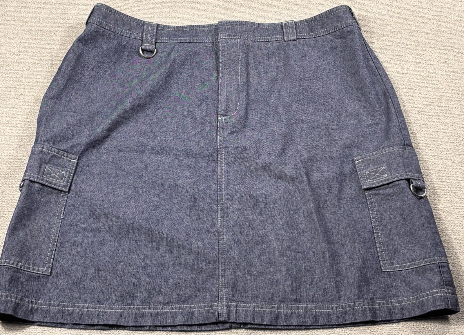 DOCKER Levis Denim Skirt Women Size 14 BluGry Midi Cargo Pockets Contrast Stitch