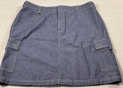DOCKER Levis Denim Skirt Women Size 14 BluGry Midi Cargo Pockets Contrast Stitch