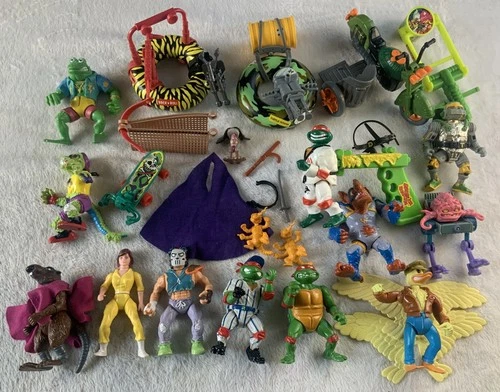 Vintage TMNT Lot Teenage Mutant Ninja Turtles Playmates Vehicles & Figs 80s/90s