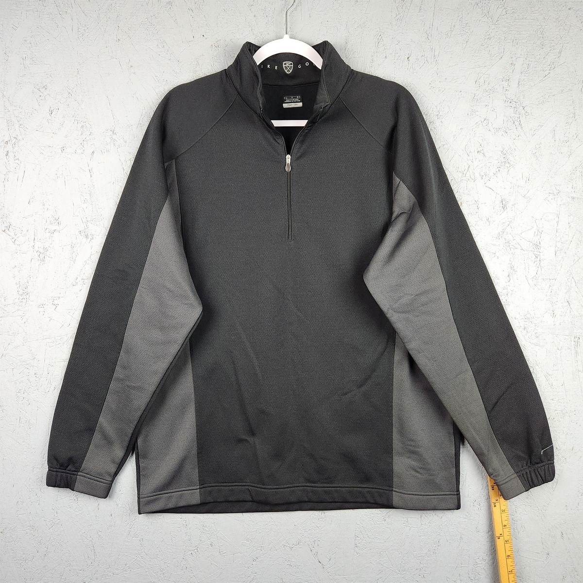 Nike Golf Pullover Mens Large Black Gray Fit Dry Quarter Zip