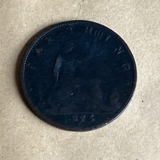 1875 H 1 Farthing Queen Victoria Vintage Coin