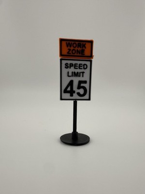 1:64 Scale Work Zone Speed Limit Sign for Hot Wheels / Matchbox Cars   Road Sign