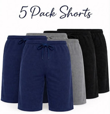 5 Pack Mens Fleece Shorts Sweat Summer Jogger Plain Jersey Jogging Pocket New