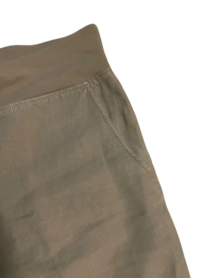 Eileen Fisher Womens Lagenlook Organic Linen Capri Pants Size M Khaki Boho Hippi - Image 4 of 4
