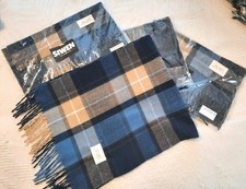 Scarves - Scarf - LOT of 4 - Warm Winter Blue Tan Navy Plaid - Very SOFT