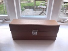 Vintage Travel Audio Cassette Tape Storage Case Holder Tan 70s 80s 90s Prop