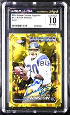 2024 Topps Chrome Sapphire Kellen Winslow #175 Gold Autographed CGC JSA GEM 10