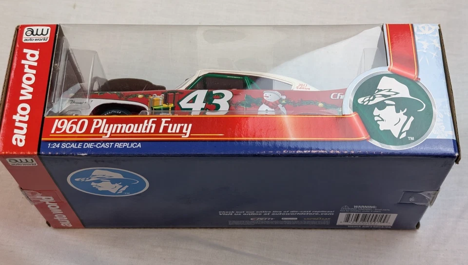 Richard Petty 1960 Christmas Auto World #43 Plymouth Fury 2015 raro fundido a presión 1/24 Foto 3 de 4