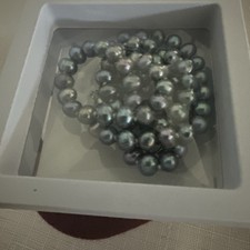 8.5mm Black Tahitian Pearls Sterling Silver Necklace