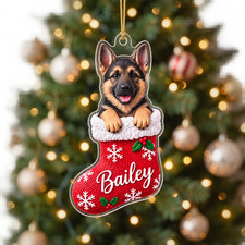 Personalized Dog Christmas Ornament, Custom Photo Name Acrylic 2D Flat Pet Tree