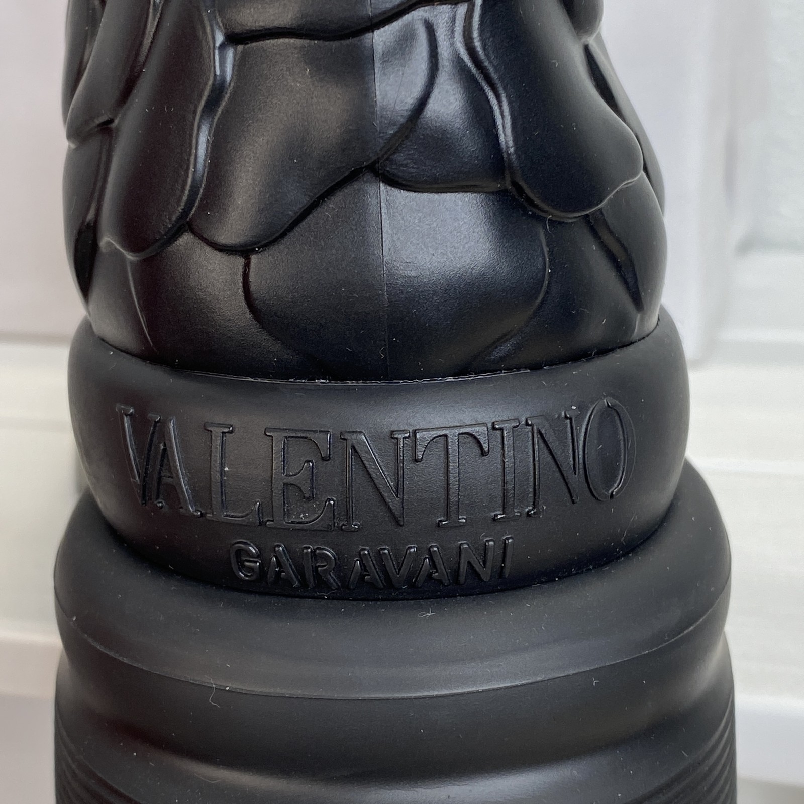 Valentino Garavani Atelier 03 Rain Boots Women Size 8 Black Rose Rubber Mid Calf thumbnail 9