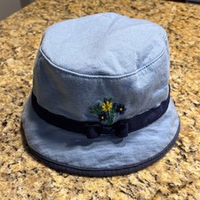 Gymboree Girls Blue Bucket Hat with Floral Embroidery size XS